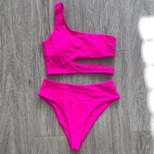 Vibrant Pink One-Shoulder Bikini